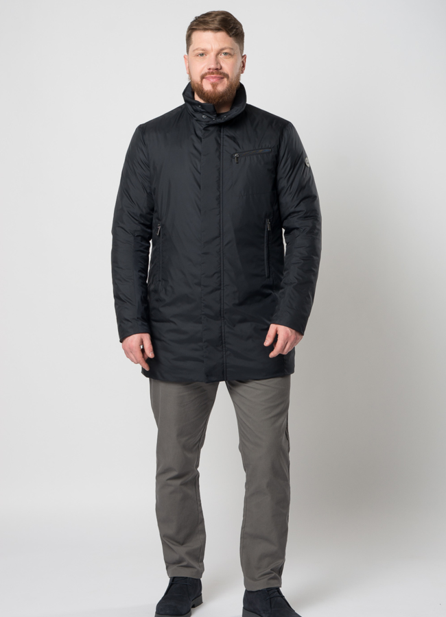 фото Плащ мужской утепленный синего цвета модель № BAROLO