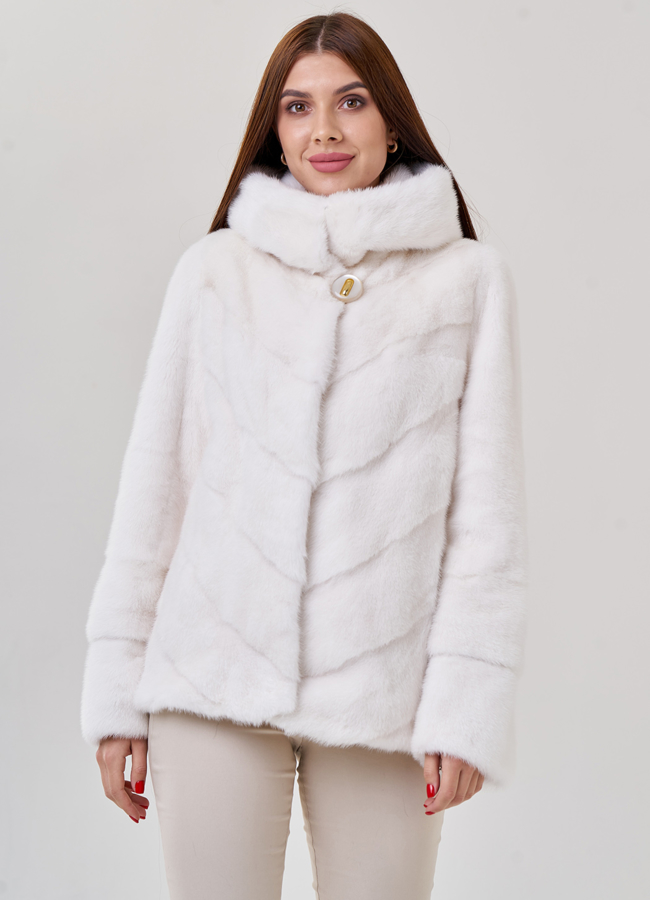 Куртка из норки в белом цвете модель № 79057 универмаг малина