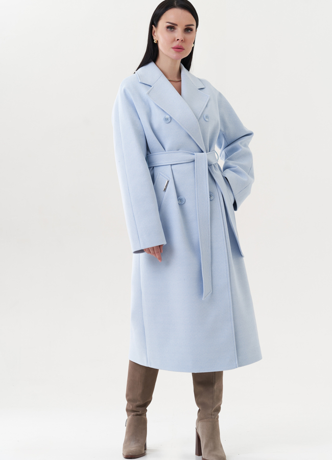 Женское пальто с английским воротником модель № 26720 меха малина