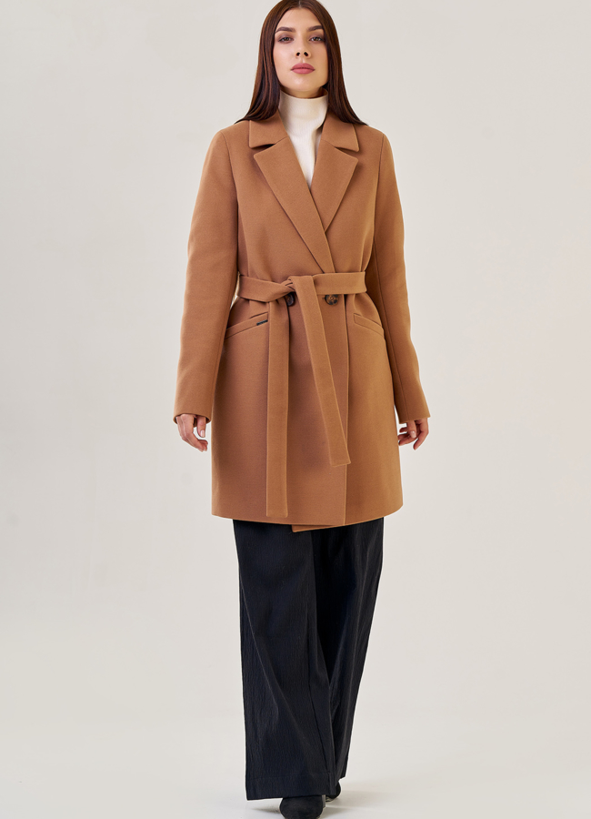 Женское пальто в цвете кэмел модель № 23177 универмаг малина