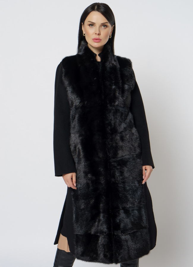 фото Пальто - жилет с мехом модель № 2300