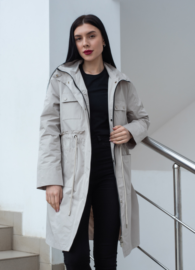 Плащ женский бежевого цвета модель № 22873 универмаг малина