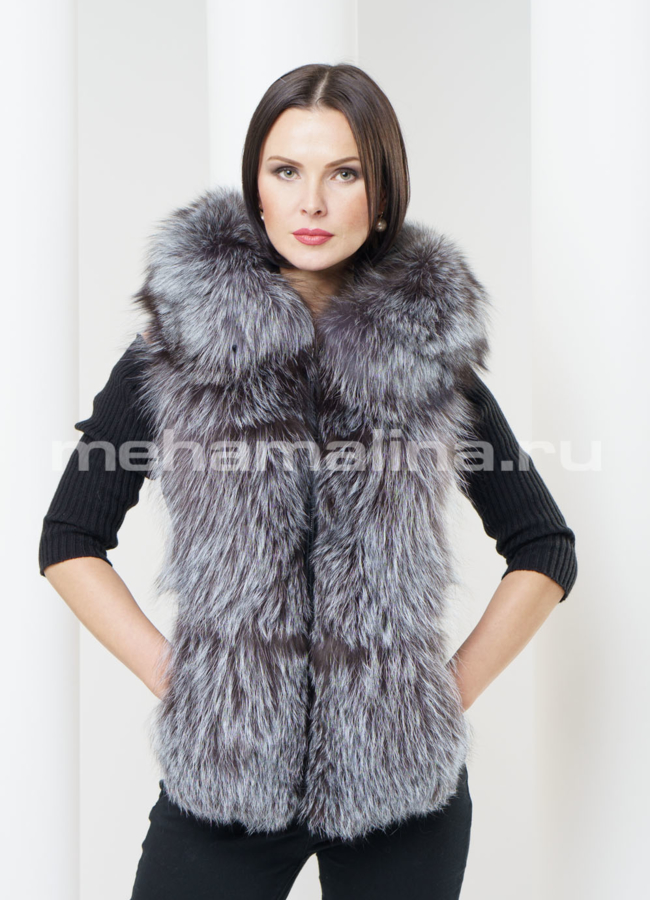 Женская кожаная куртка с чернобуркой модель № K-262 в кредит