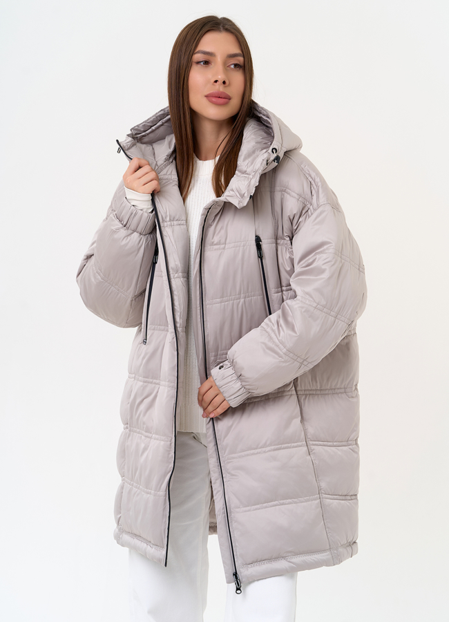 Женский светлый пуховик с капюшоном модель № 31585 универмаг малина Женский светлый пуховик с капюшоном модель № 31585 универмаг малина