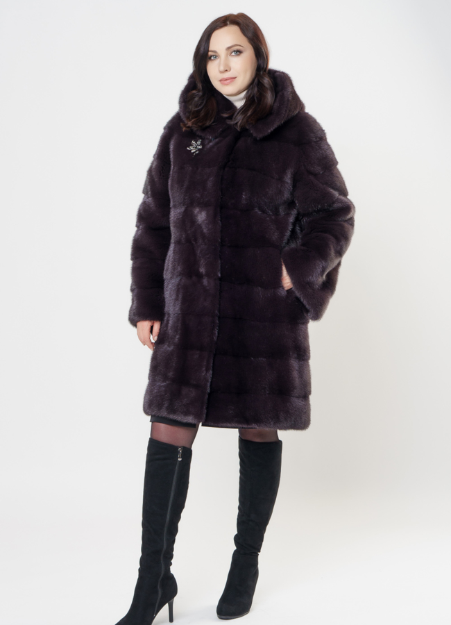 фото Поперечная шуба из скандинавской норки модель № S-900