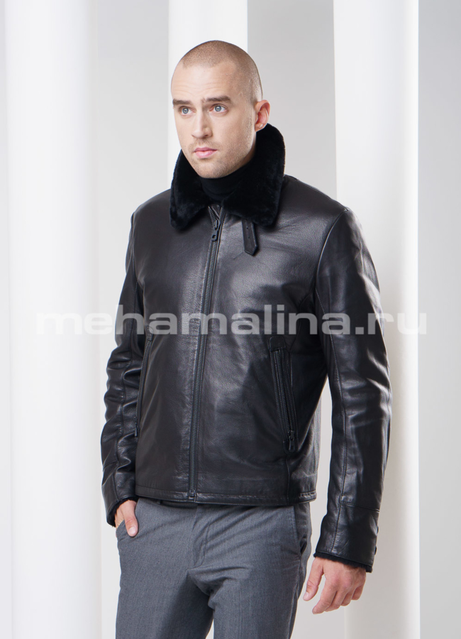 Классическая мужская дубленка модель № DM-67 универмаг малина