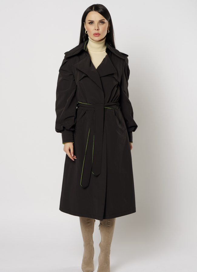 фото Плащ женский с английским воротником и поясом модель № 20461