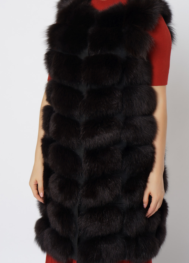 Меховая жилетка из песца модель № 21720 универмаг малина
