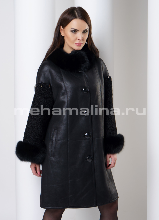 фото Дубленка с капюшоном модель № 7752
