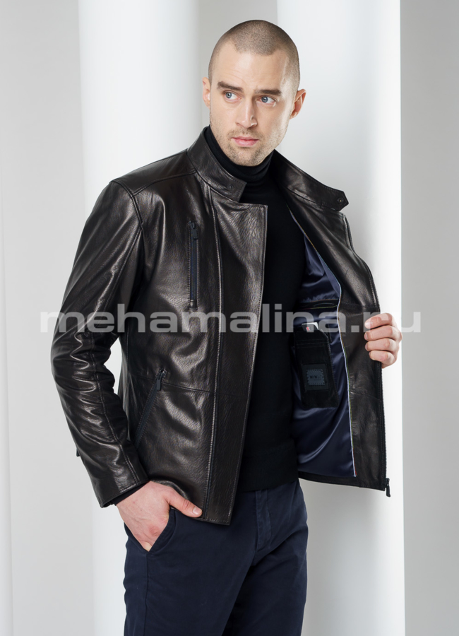 Кожаная куртка модель № KP-211 универмаг малина