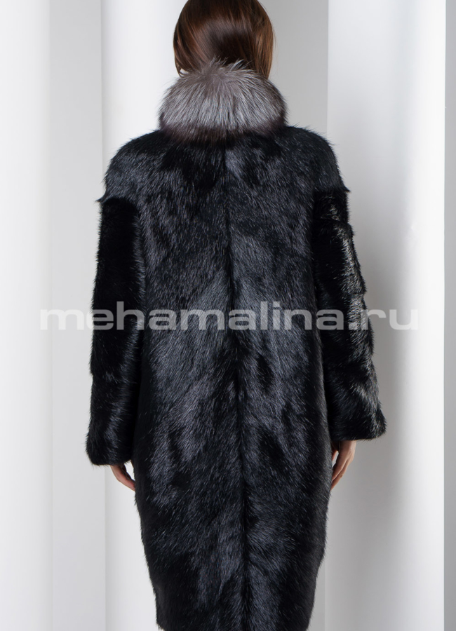 Шуба черного цвета модель № S-546 в кредит
