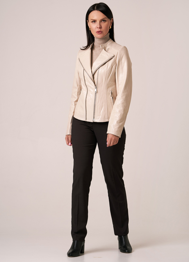 фото Белая кожаная куртка модель № 950