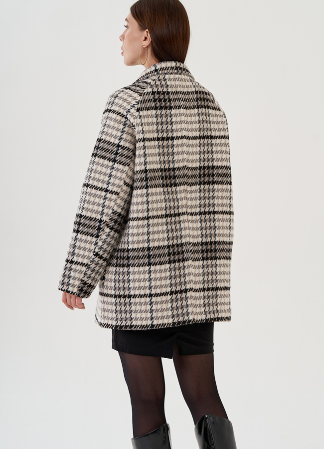 Укороченное двубортное пальто модель № 81425 в кредит