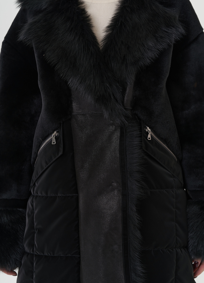 Женский пуховик с отделкой из тосканы  модель № 25910 универмаг малина