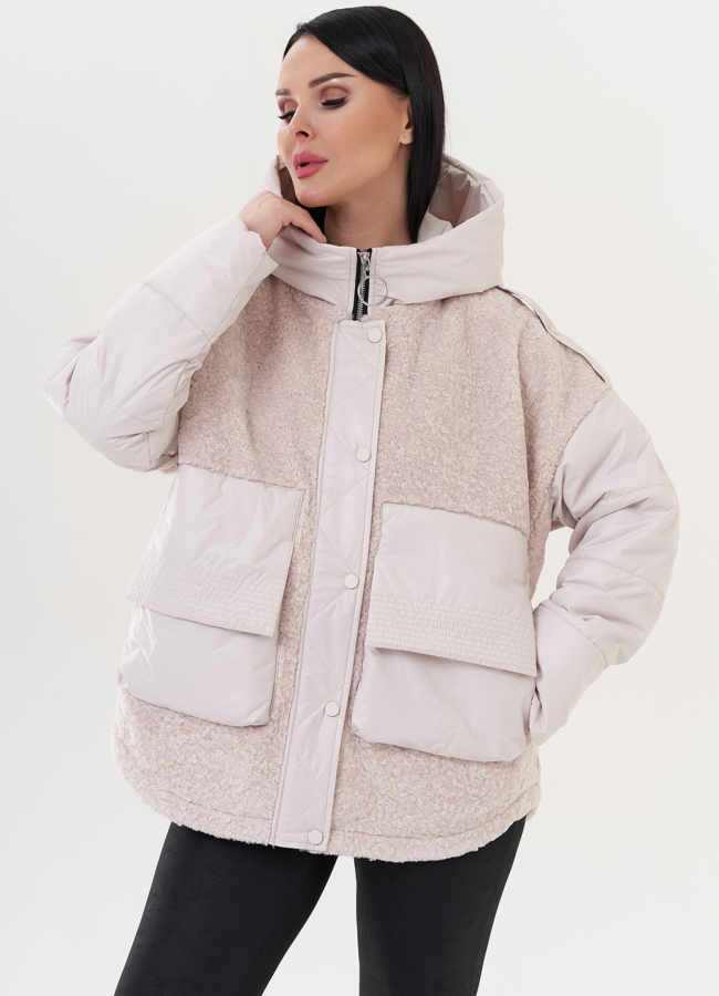 Женская куртка комбинированная с шерстью модель № 26614 в рассрочку