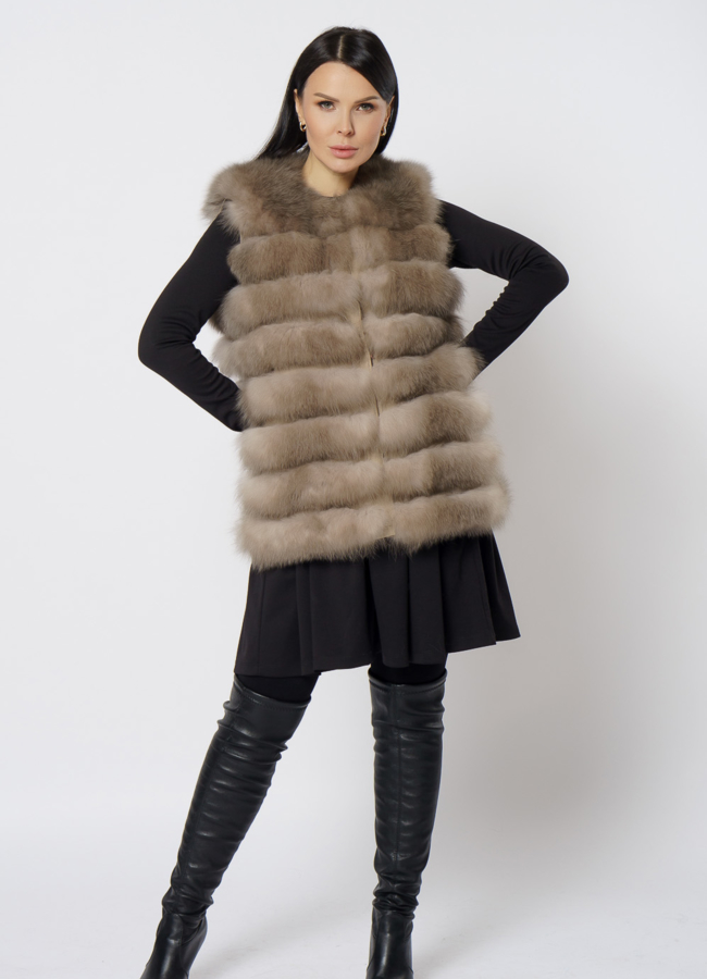 Удлиненная шуба из песца модель № 21724 универмаг малина