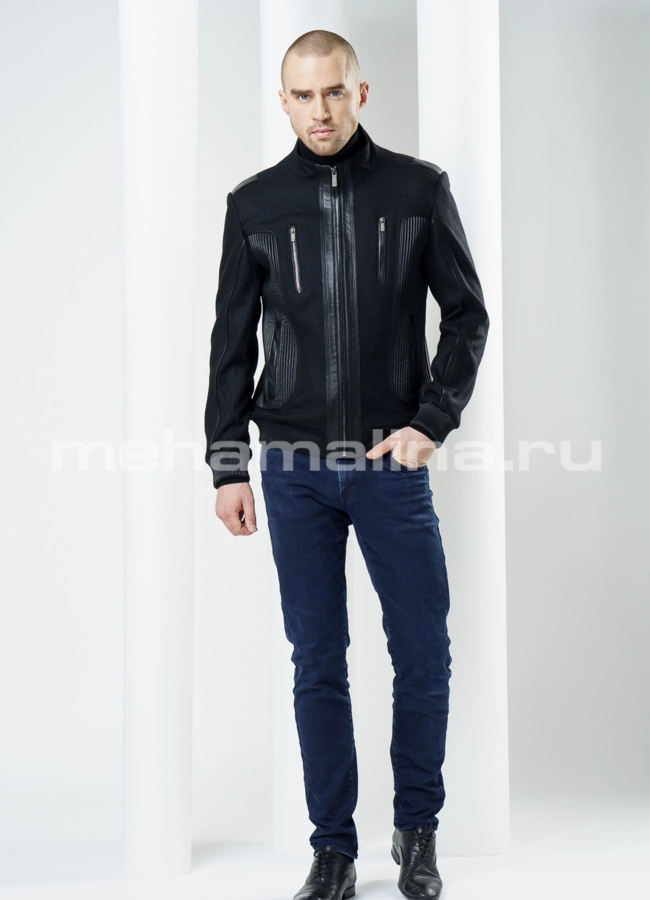 Куртка из кашемира модель № KP-97 меха малина