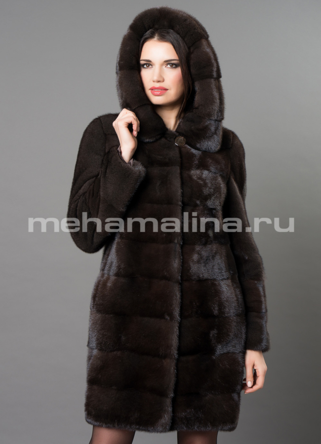 Норковая шуба модель № S-667 меха малина