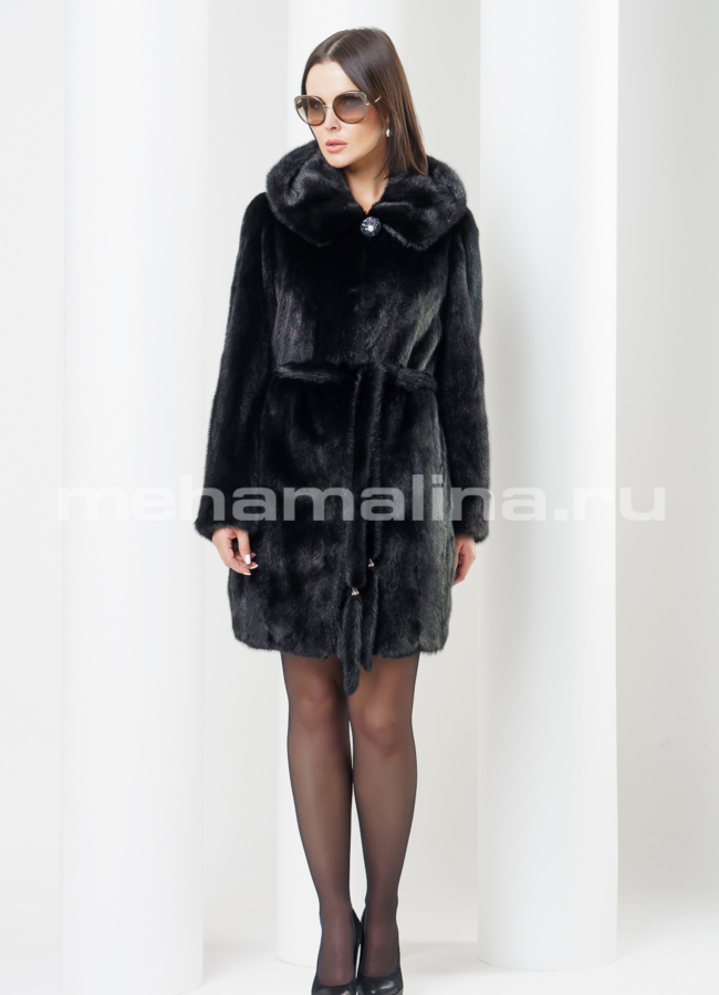 Шуба из норки с капюшоном модель № S-438 в кредит