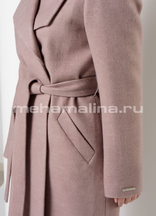 Пальто с отложным воротником на поясе модель № 010 универмаг малина