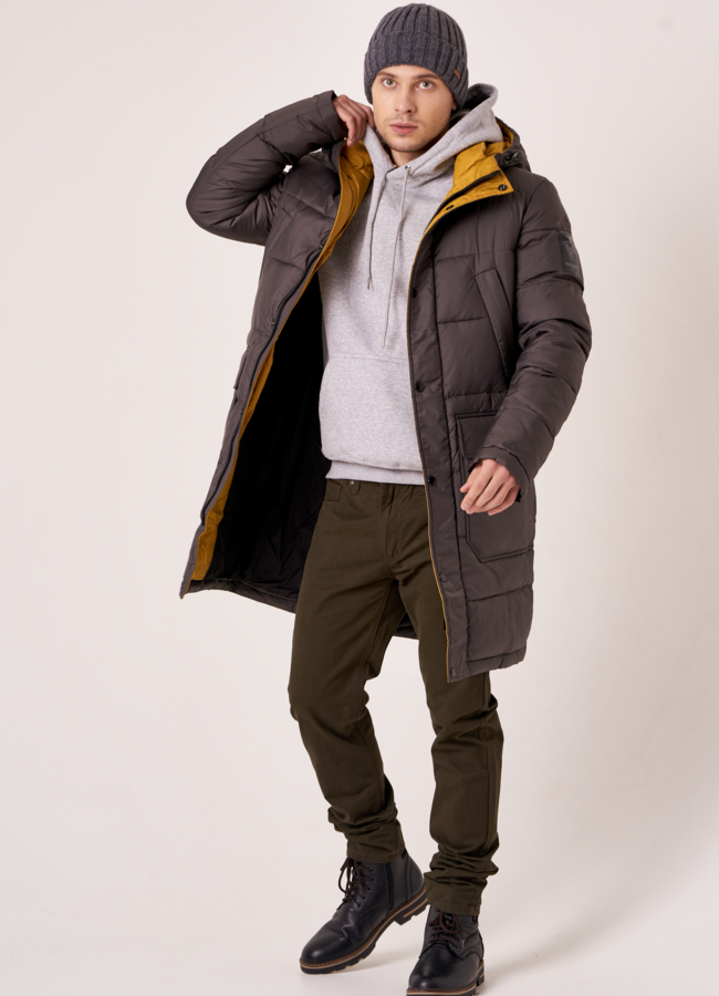 Шапка мужская темно-серого цвета модель № MMH10913/2 меха малина