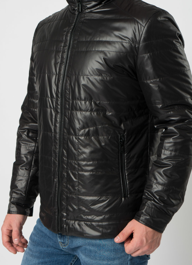 Мужская куртка в черном цвете с воротником стойкой модель № 21595 универмаг малина