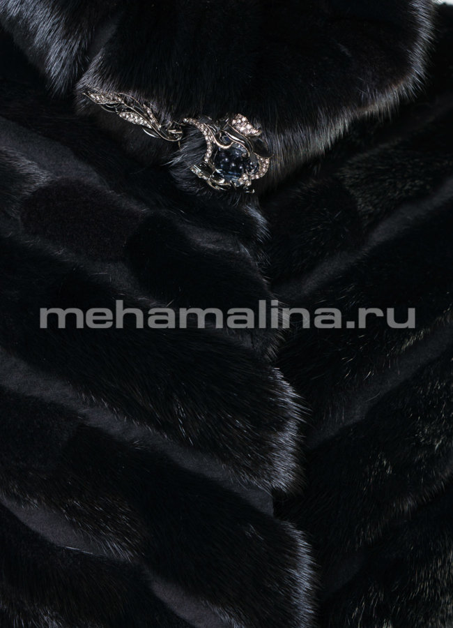 Шуба черного цвета модель № S-559/1 универмаг малина
