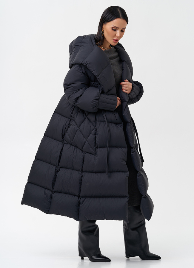 Женский пуховик с капюшоном  модель № 28973 универмаг малина