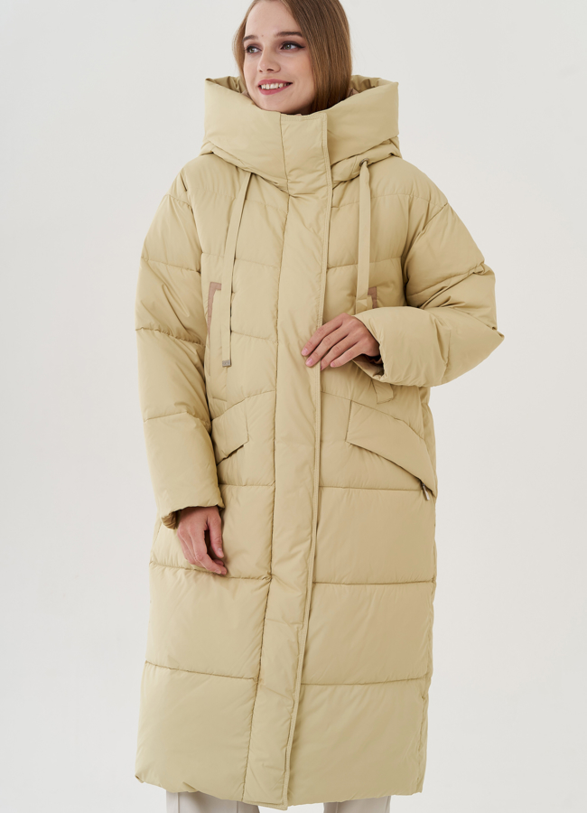 Пуховик женский с капюшоном  модель № 25025 меха малина