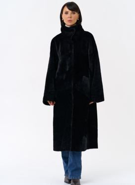 Женская натуральная дубленка черного цвета