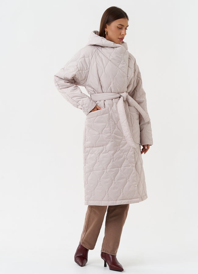 Стеганый пуховик с капюшоном модель № 28438 в кредит