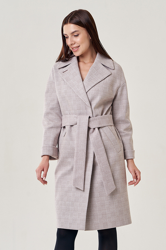 Светлое женское пальто с английским воротником модель № 22951 универмаг малина
