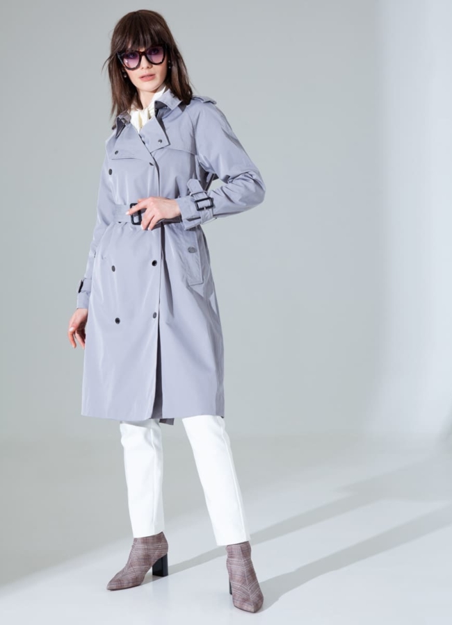 Плащ женский в сером цвете модель № 819 универмаг малина