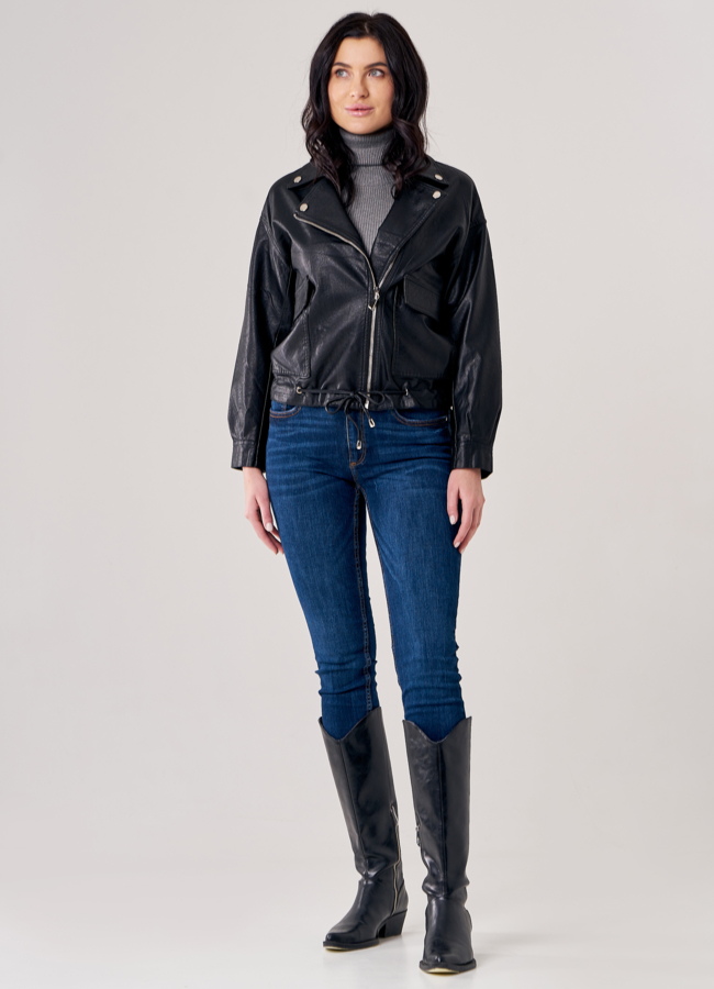 Куртка оверсайз из искусственной кожи модель № 20642 в кредит