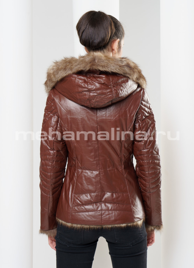 Кожаная куртка на пуху модель № K-270 в кредит