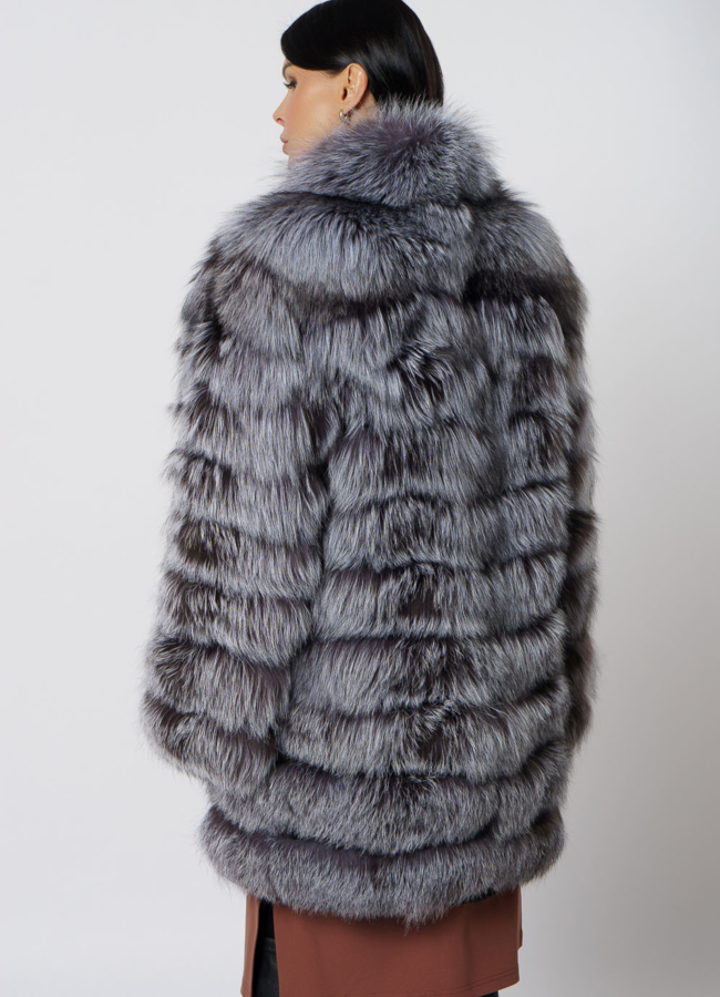 Жакет из чернобурки с воротником стойкой модель № 21725 в рассрочку