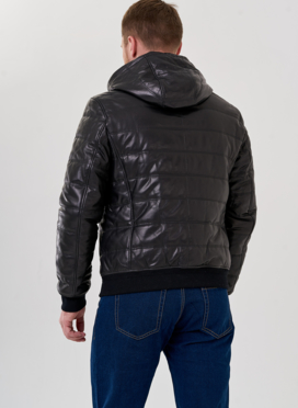 Куртка бомбер черного цвета с капюшоном 