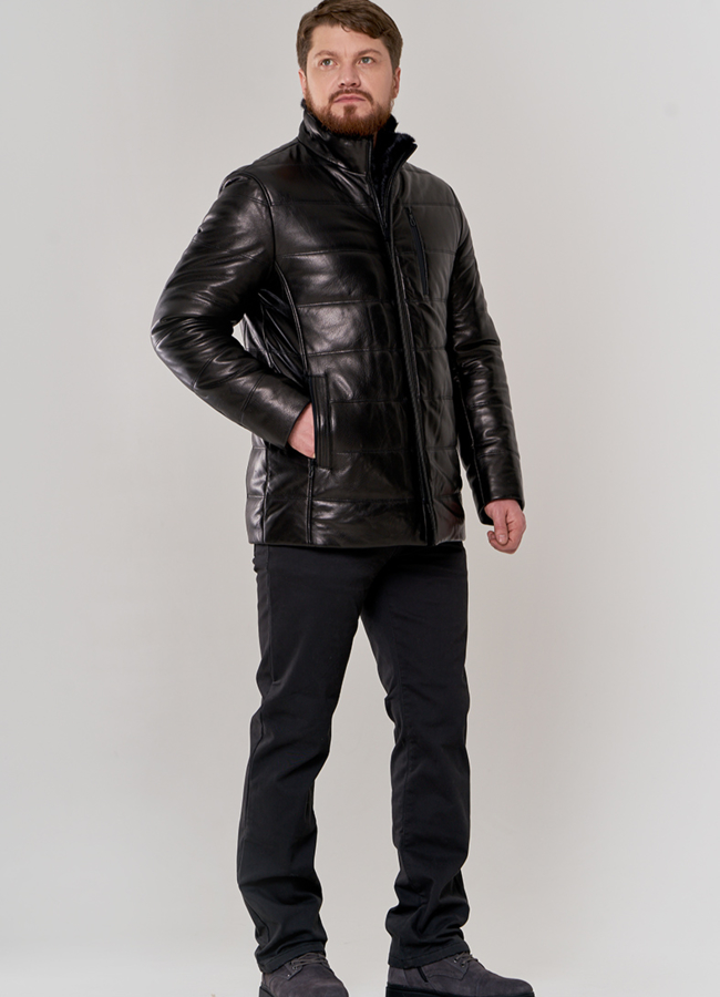 Пуховик мужской черного цвета модель № П-509 универмаг малина