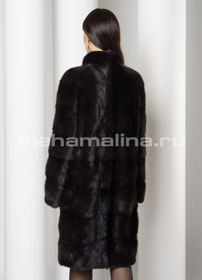 Норковая шуба воротник стойка цвет уголь модель № S-737 в кредит