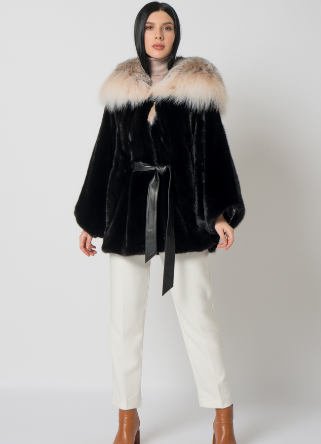 Шуба из скандинавской норки с рысью модель № 1405 универмаг малина