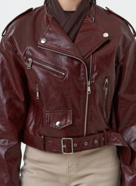 Куртка косуха из эко кожи бордового цвета