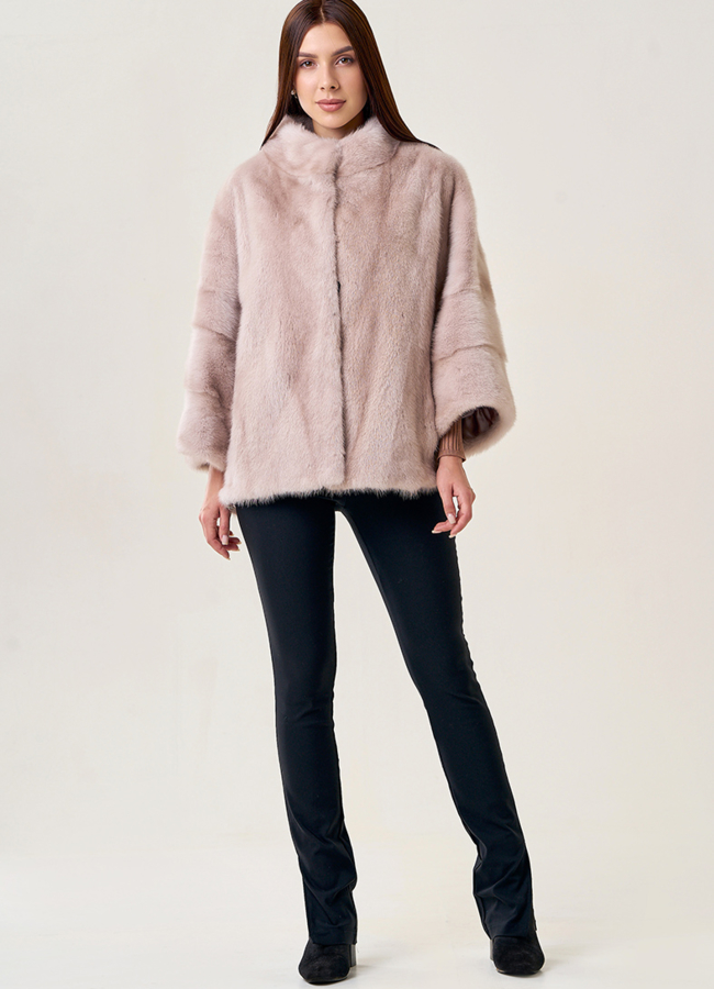 фото Куртка из норки в пудровом цвете модель № 78772