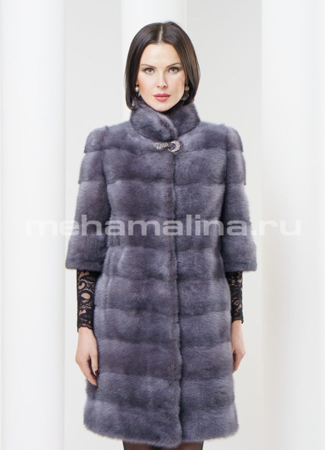 фото Шуба норка, стойка, цвет графит модель № S-326