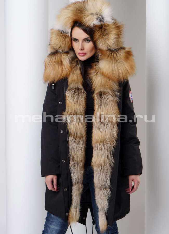 Парка с мехом лисы модель № П-160 универмаг малина