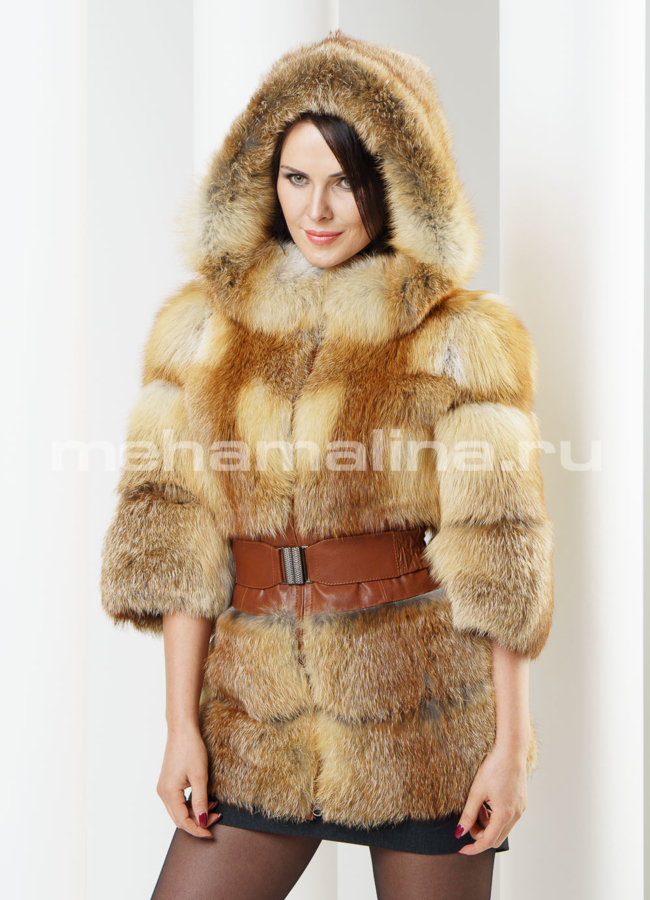 фото Жакет из меха лисы, с капюшоном модель № M-71