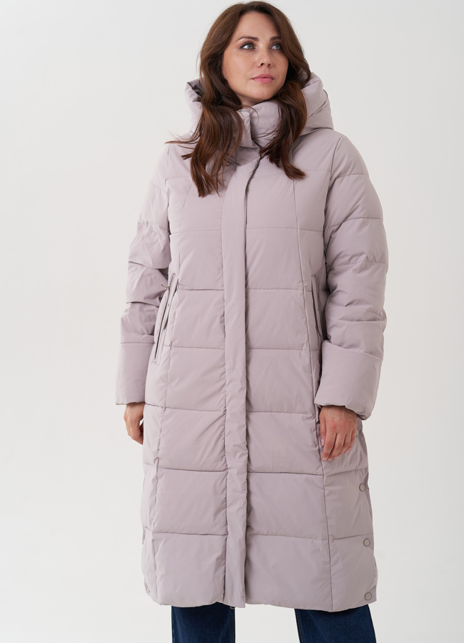 Женский пуховик с капюшоном  модель № 25712 меха малина