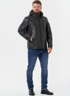 Куртка из натуральной кожи с капюшоном