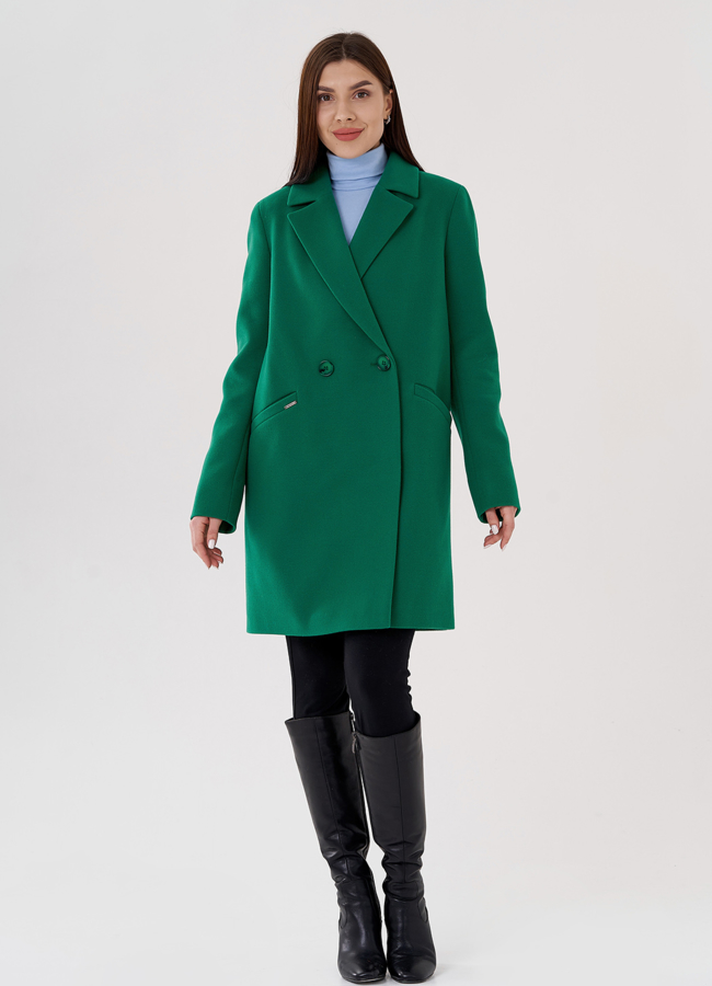 Женское пальто-пиджак в зеленом цвете модель № 24326 универмаг малина