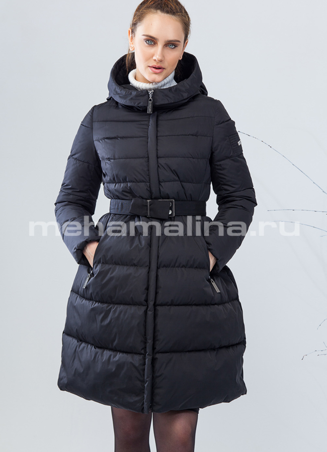 Женский пуховик Clasna модель № П-180 меха малина