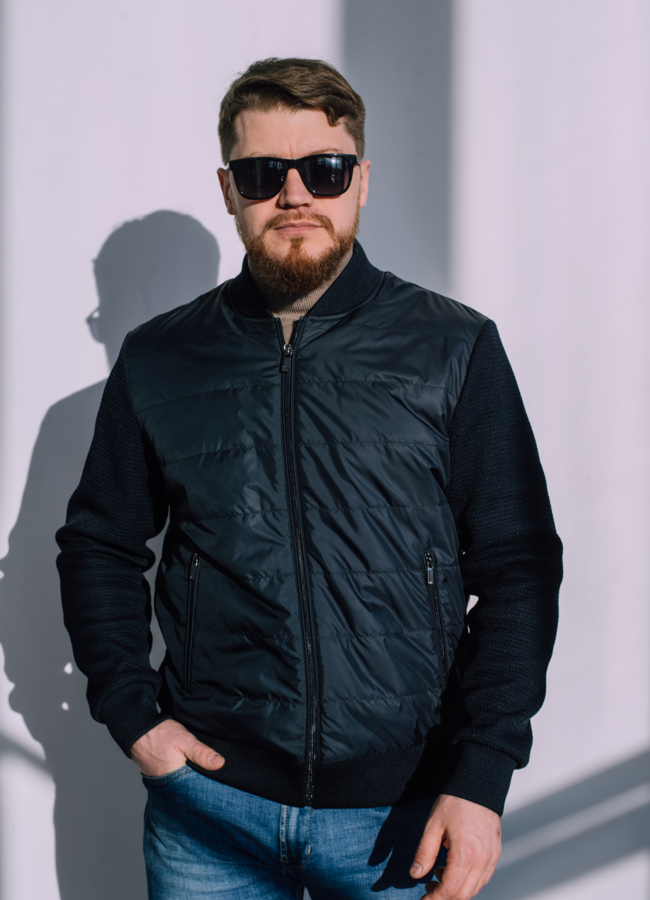 Куртка бомбер синего цвета  модель № 22457 в кредит Куртка бомбер синего цвета  модель № 22457 в кредит